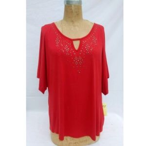 PERSEPTION Burnt Orange Rayon Top Embellished  2X